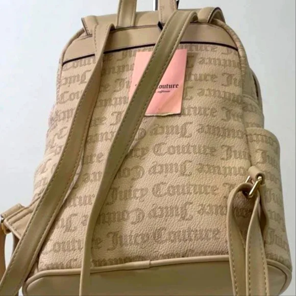 Bnwt Juicy Couture Tan Mini Backpack with Heart Clasp and Monogram Design - Picture 7 of 15